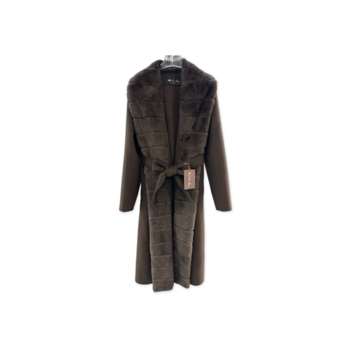 L0r0 P1ana mink fur collar cashmere coat